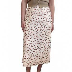 NEW MIKAROSE meadow textured midi skirt in cream